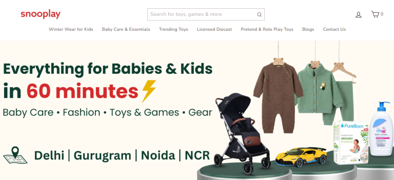 Custom Shopify storefront built from scratch using a Figma design for Snooplay.in.