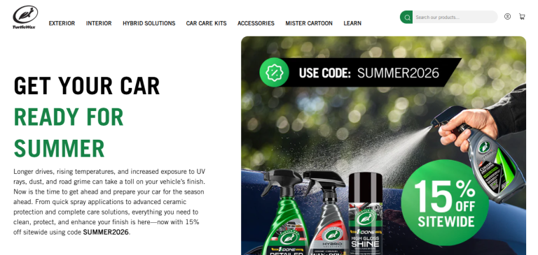 Enterprise e-commerce interface featuring custom functional updates developed by a Custom E-commerce Specialist for Turtle Wax.